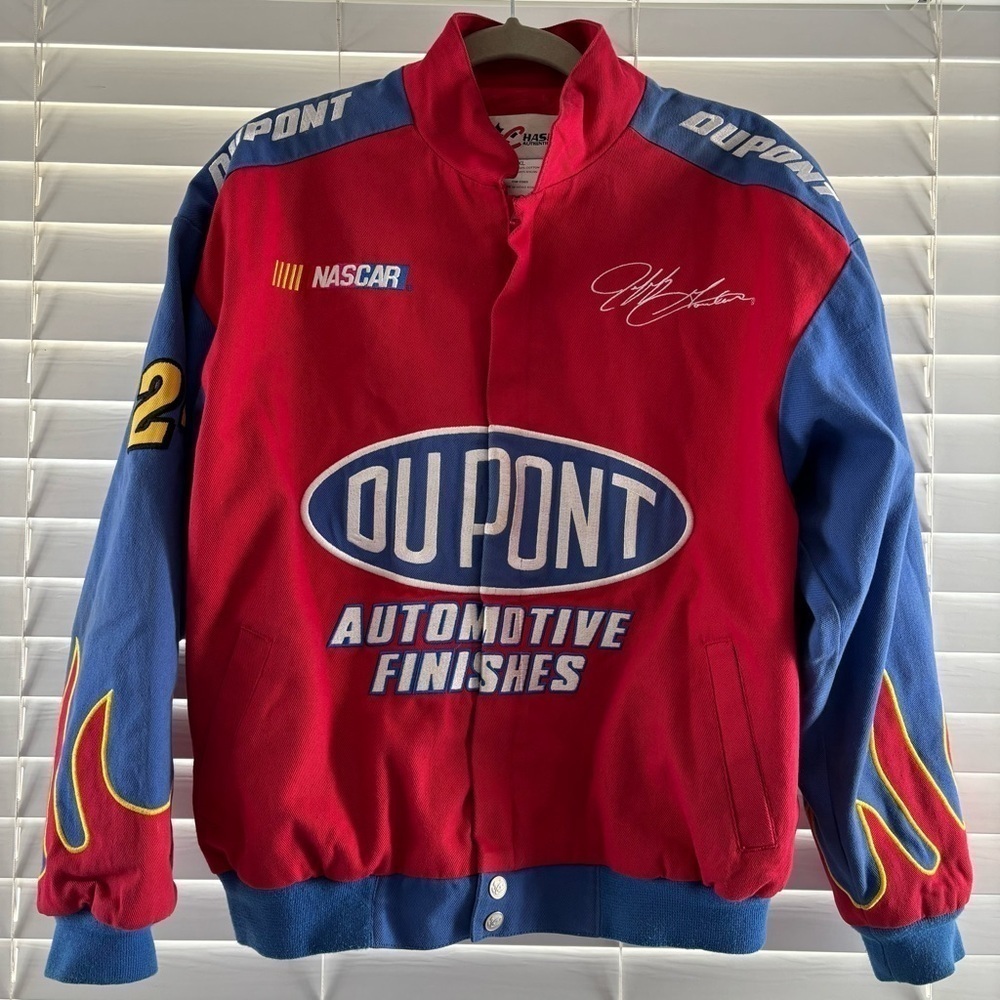 VINTAGE JEFF GORDON Jacket Mens Extra Large Dupont Nascar Flames 24 Y2K 90s Race